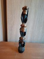 Houten Beeld: Drie Wijze Apen, Ophalen of Verzenden, Zo goed als nieuw, Hout, Dierenbeeld