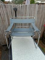 Vintage design Bauhaus Breuer wassily chair grijs leer, Gebruikt, Minder dan 75 cm, Metaal, Ophalen of Verzenden