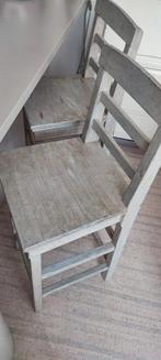 2 brocante houten barstoelen grijs greywash, woonaccessoires, Ophalen, Gebruikt, Stoel(en)