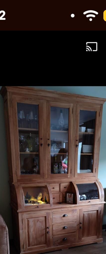 TeakHouten buffetkast met deuren en lades, Huis en Inrichting, Kasten | Buffetkasten, Zo goed als nieuw, 200 cm of meer, 150 tot 200 cm