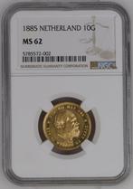 1885  10Gulden Goud Netherlands  NGC MS62, Goud, Koning Willem III, 10 gulden, Losse munt