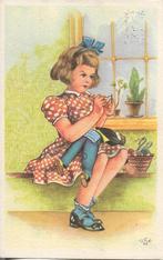 MEISJE hersteld een pop tekening Dick Heinz uit 1954, Verzamelen, Ansichtkaarten | Themakaarten, Verzenden, 1940 tot 1960, Gelopen