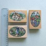 Houten rubberen stempels set Landschapjes, Hobby en Vrije tijd, Stempelen, Ophalen of Verzenden, Nieuw, Houten stempel