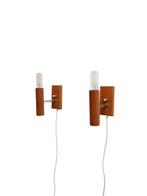 Set van 2 Deense wandlampen, jaren 60, Gebruikt, Scandinavisch, Ophalen of Verzenden, Hout