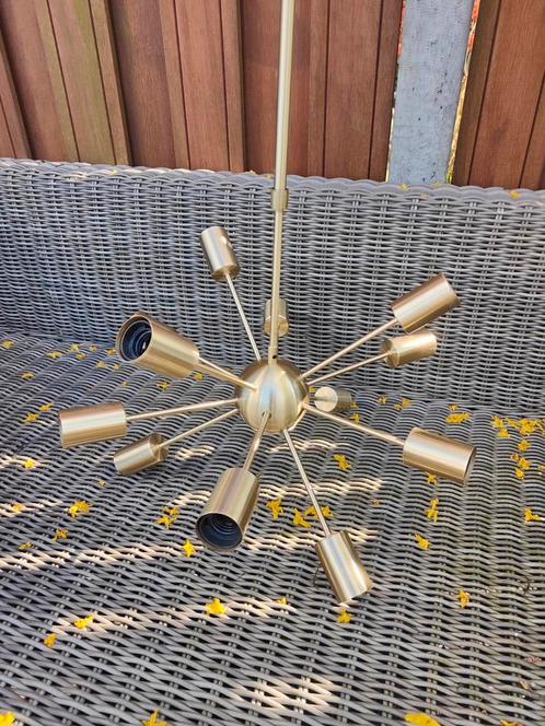 art deco hanglamp spoetnik goud 12 lichten QazQA nieuwstaat, Huis en Inrichting, Lampen | Hanglampen, Zo goed als nieuw, Minder dan 50 cm
