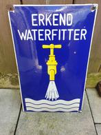 Oud emaille bord Erkend Waterfitter, Ophalen of Verzenden