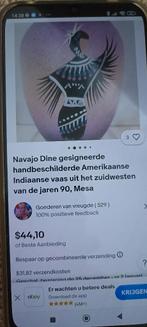 Handgeschilderde Amerikaanse Indiaans vaas 16,5cm hoog, Huis en Inrichting, Woonaccessoires | Vazen, Steen, Overige kleuren, Nieuw