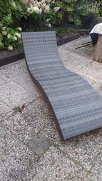 Ligbed outdoor, tuinligstoel grijs/bruin met pootjes, Ophalen, Zo goed als nieuw