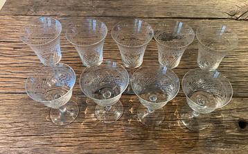 Set van 9 Lady Hamilton Pall Mall glazen - Antiek kristal beschikbaar voor biedingen