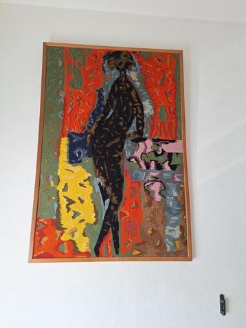 Uniek handgeborduurd schilderij 80 bij 116 cm beschikbaar voor biedingen