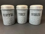 Grijs Gewolkte Koffie, Thee & Suiker Bussen, Antiek en Kunst, Antiek | Emaille, Ophalen of Verzenden