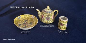 3x Miniatuur Mun Shou Longevity Yellow Chinees vintage beschikbaar voor biedingen