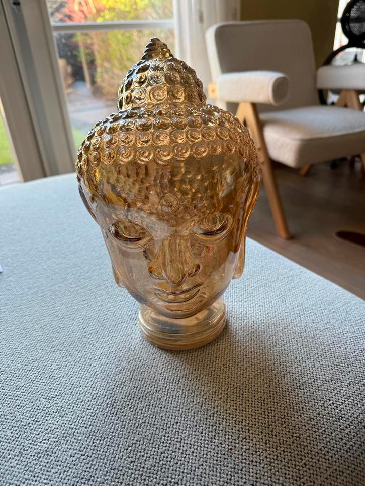 Boeddha decoratie set - hoofd, lantaarn en kaarshouder, Huis en Inrichting, Woonaccessoires | Boeddhabeelden, Zo goed als nieuw