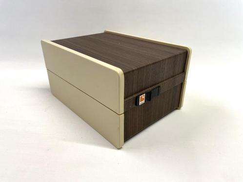 Samsom kaartenbak met houtlook print, vintage jaren ‘70, Diversen, Bureau-accessoires, Gebruikt, Ophalen of Verzenden