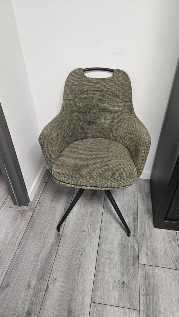 Set van 2 moderne stoelen zgan nieuw, Huis en Inrichting, Stoelen, Gebruikt, Twee, Metaal, Stof, Grijs, Ophalen