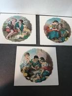 3 STUKS PRACHTIGE OUDE EMAILLE WAND BORDEN PLATEN 20X22 CM, Verzenden