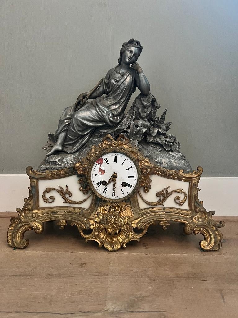 Franse schouwklok 19e eeuw restauratieobject, Antiek en Kunst, Antiek | Klokken, Ophalen