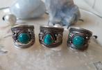 Tibetaanse Ringen met Lotus en Turquoise. Wit metaal, Verzenden, Nieuw, Dame, Zilver