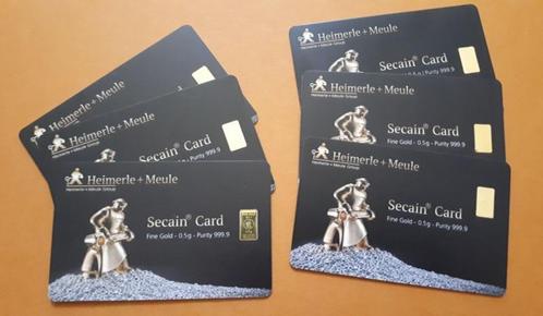 Heimerle & Meule secain card gouden baar 0.5 gr., Postzegels en Munten, Edelmetalen en Baren, Goud, Ophalen of Verzenden