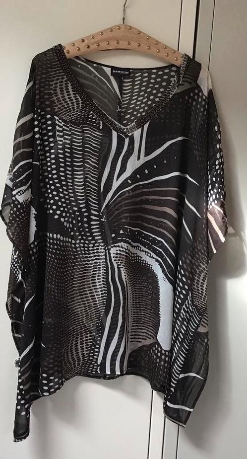 SAMOON  - voile top- blouse - maat 50/52, Kleding | Dames, Grote Maten, Zo goed als nieuw, Blouse of Tuniek, Bruin, Ophalen