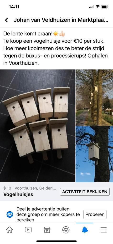 Vogelhuisjes, Dieren en Toebehoren, Vogels | Hokken en Kooien, Zo goed als nieuw, Hout, Ophalen of Verzenden