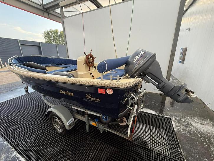 Corsiva 470 sloep + trailer, 15 PK Yamaha, Watersport en Boten, Motorboten en Motorjachten, Gebruikt, Polyester, Tot 6 meter, Benzine