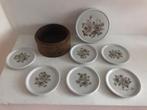 Gebaksbordjes rond roos porselein in doos / vintage Germany, Ophalen, Huis en Inrichting