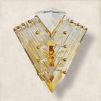 Vintage Novaresi kristal wandlamp, Ophalen of Verzenden, Zo goed als nieuw, Glas, Vintage design hollywood regency hotel chic chique