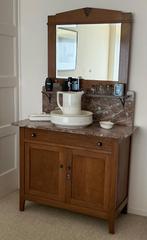 Wastafel kast / commode, eiken jaren 30 met spiegel en lade, Antiek en Kunst, Ophalen