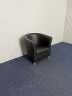 2 x Fauteuil Romeo, zwart kunstleder, 75 tot 100 cm, Gebruikt, Leer, 75 tot 100 cm