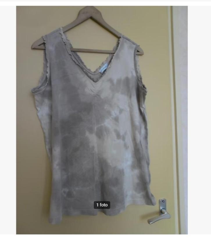 Grijs creme witte top van Ulla Popken, Kleding | Dames, Tops, Zo goed als nieuw, Maat 46/48 (XL) of groter, Grijs, Zonder mouw