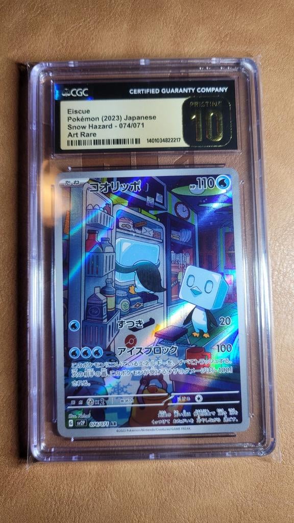 CGC 10 Eiscue Pokémon Snow Hazard 074/071 Art Rare, Ophalen of Verzenden, Zo goed als nieuw, Losse kaart