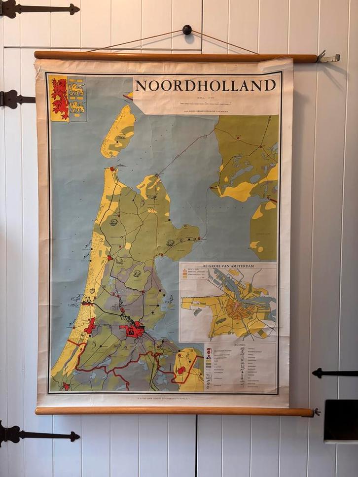 Noord-Holland, oude Schoolplaat, Antiek en Kunst, Antiek | Schoolplaten, Aardrijkskunde, Ophalen of Verzenden