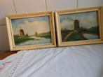 2 oude olieverf schilderijtjes (molen), Ophalen