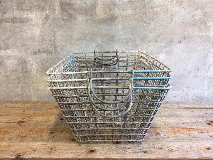 Vintage rechthoekige manden met handvat / oestermanden p/s, Huis en Inrichting, Woonaccessoires | Schalen en Manden, Gebruikt