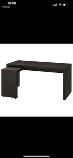 Bureau Malm zwart/bruin 150x66 cm, Huis en Inrichting, Bureaus, Ophalen, Zo goed als nieuw, Bureau