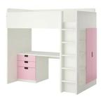 Roze/Witte hoogslaper met bureau van Ikea STUVA, Ophalen, Gebruikt, Hoogslaper