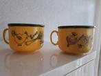 Twee geel/Groene Soepkommen Just Mugs, Huis en Inrichting, Keuken | Servies, Ophalen of Verzenden, Zo goed als nieuw, Overige stijlen