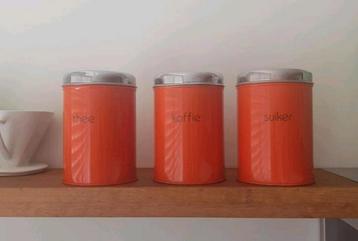 Vintage Voorraadbussen Thee, Koffie, Suiker - Jaren 60/70 beschikbaar voor biedingen
