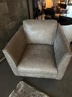 Grijs licht - taupe - lederen fauteuiltje, Ophalen, Zo goed als nieuw, Modern, 50 tot 75 cm