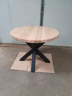 Ronde eiken eettafel, Ophalen, Vier personen, 100 tot 150 cm, 100 tot 150 cm