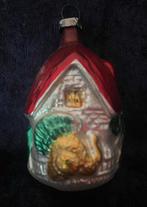 OUD VINTAGE ANTIEK GLAZEN KERST BAL ORNAMENT HUISJE KALKOEN, Ophalen of Verzenden, Zo goed als nieuw
