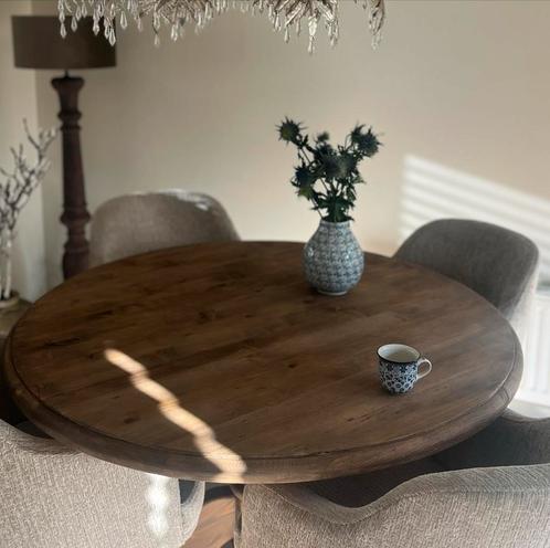 Ronde houten eettafel 120cm - Landelijke stijl, Huis en Inrichting, Tafels | Eettafels, Zo goed als nieuw, 100 tot 150 cm, Vier personen