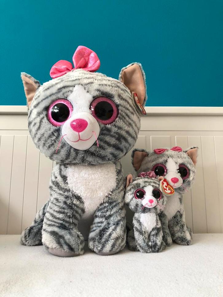 Ty beanie boo Kiki, 15 en 24 en 42 cm, Kinderen en Baby's, Speelgoed | Knuffels en Pluche, Zo goed als nieuw, Poes, Ophalen of Verzenden