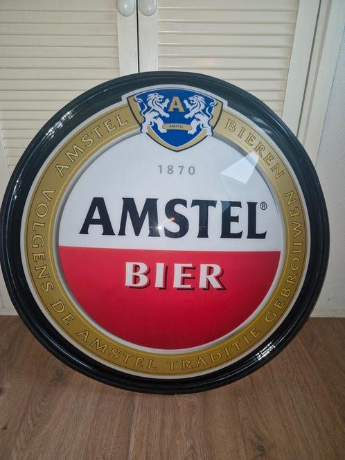 amstel bord, Verzamelen, Biermerken, Gebruikt, Reclamebord, Plaat of Schild, Amstel, Ophalen