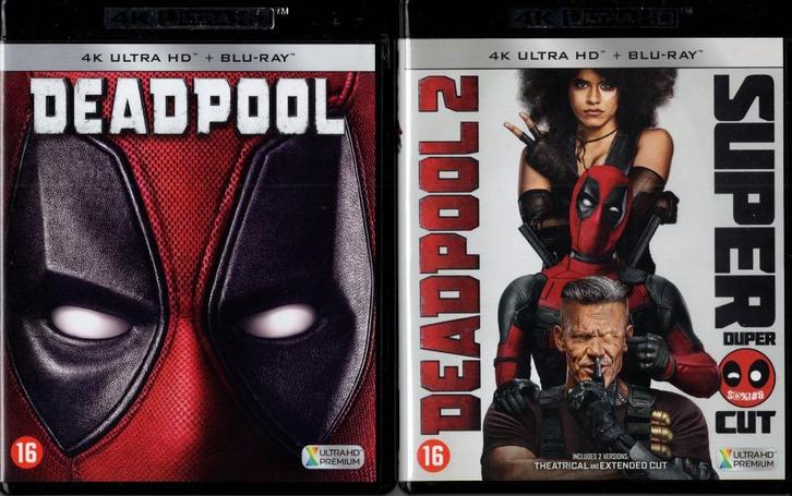 Deadpool 1 + 2 - 4K Ultra HD + Blu-ray - NL uitgaves, Cd's en Dvd's, Blu-ray, Zo goed als nieuw, Actie, Verzenden