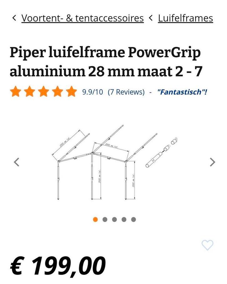 Luifel frame aluminium maat 2-7 , obelink., Caravans en Kamperen, Caravan accessoires, Zo goed als nieuw, Ophalen
