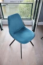 4 eetkamerstoelen Dutchbone Franky velvet petrol, Huis en Inrichting, Stoelen, Ophalen, Overige materialen, Blauw, Zo goed als nieuw