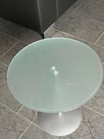 Glazen Bijzettafel met Stalen Voet, Minder dan 55 cm, Gebruikt, Rond, Glas