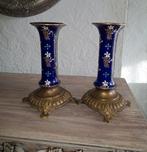 2 Blauwe vazen, Blauw, Ophalen of Verzenden, Minder dan 50 cm, Glas